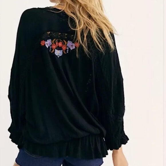 Free People Serafina Embroidered top in black - Picture 2 of 5